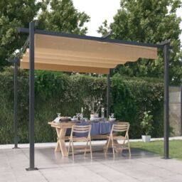 Berkfield Home Garden Gazebo with Retractable Roof 3x3 m Taupe in Beige - thumbnail 1