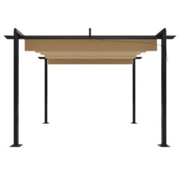 Berkfield Home Garden Gazebo with Retractable Roof 3x3 m Taupe in Beige - thumbnail 4