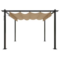 Berkfield Home Garden Gazebo with Retractable Roof 3x3 m Taupe in Beige - thumbnail 3