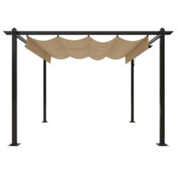 Berkfield Home Garden Gazebo with Retractable Roof 3x3 m Taupe in Beige - thumbnail 5