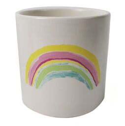Leaf 12cm Ceramic Rainbow Multicolour Ceramic Planter in Pink - thumbnail 1