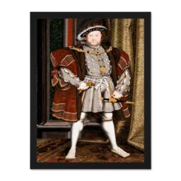 "Artery8 Wall Art Print Painting Antique Holbein Junior Henry Tudor VIII King England Art Large Framed Wall Décor Art in Light Oak - Size: W18"" x H24""" - thumbnail 1
