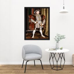 "Artery8 Wall Art Print Painting Antique Holbein Junior Henry Tudor VIII King England Art Large Framed Wall Décor Art in Light Oak - Size: W18"" x H24""" - thumbnail 2