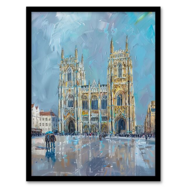 "Artery8 Cathedral Church St Peter York Minster Painting Framed Art Print in Blue - Size: W12"" x H16""" - image 1
