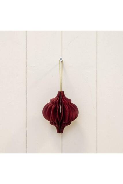 KDMD Set of 3 Claret Red Spinning Top Baubles in Dark Red - image 1