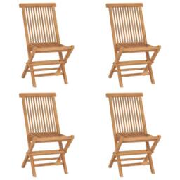 Berkfield Home Folding Garden Chairs 4 pcs Solid Teak Wood in Brown