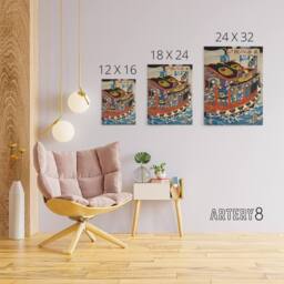 "Artery8 Boat Sails Vintage Japanese Ukiyo E Kuniyoshi Canvas Wall Art - Size: W18"" x H24""" - thumbnail 4