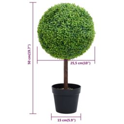 Berkfield Home Artificial Boxwood Plant with Pot Ball Shaped Green 50 cm - thumbnail 5