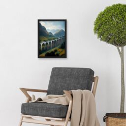 Artery8 Glenfinnan Viaduct Scotland Train Journey Artwork Framed Wall Art Print A4 in Black - thumbnail 2