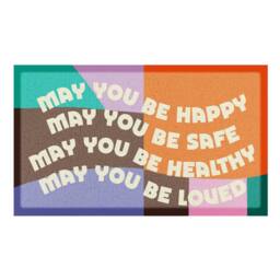 Artsy Mats Elizabeth Olwen May You Be Happy Indoor/Outdoor Doormat (70x40cm) in Orange - Size: 40 cm x 70 cm - thumbnail 2