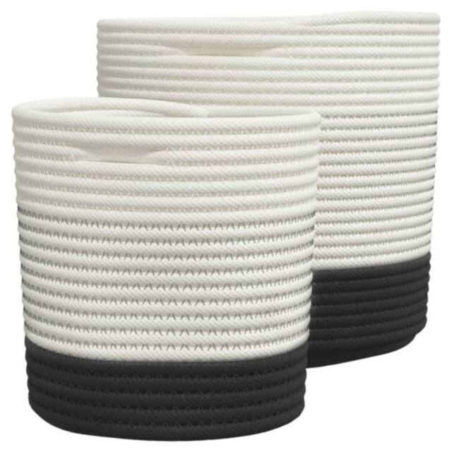 Berkfield Home Storage Baskets 2 pcs White & Black Cotton - image 1