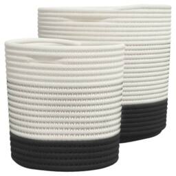 Berkfield Home Storage Baskets 2 pcs White & Black Cotton - thumbnail 1
