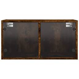 Berkfield Home Wall Cabinet with Glass Doors Smoked Oak 68.5x37x35 cm in Brown - thumbnail 6