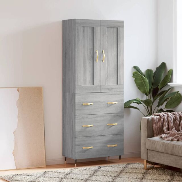 Berkfield Home Highboard Grey Sonoma 69.5x34x180 cm Engineered Wood - image 1