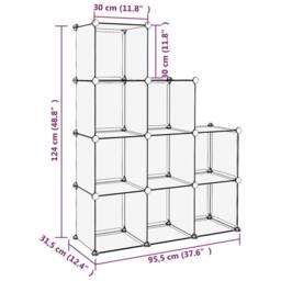 Berkfield Home Storage Cube Organiser with 9 Cubes Transparent PP in Clear - thumbnail 7