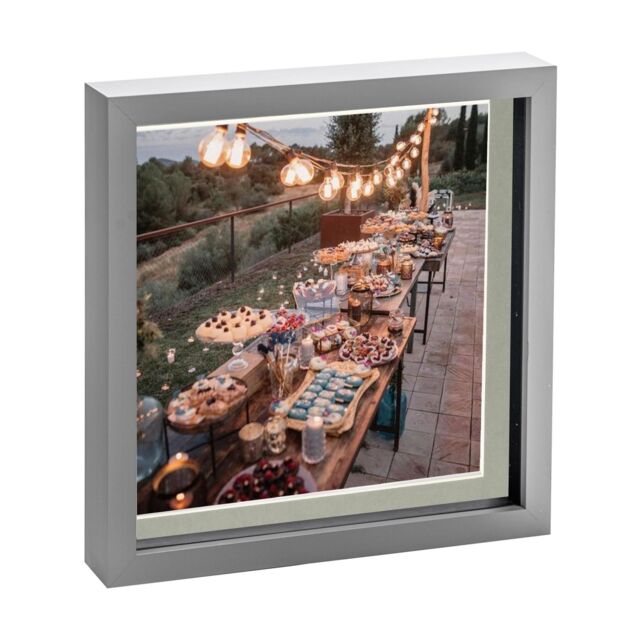 "Nicola Spring 3D Box Photo Frame - 10 x 10"" with 8 x 8"" Mount - Ivory Mount in Grey" - image 1