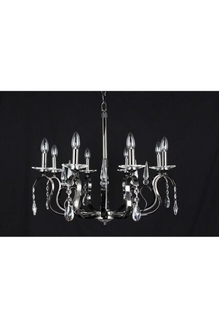 Netlighting Rhinestone Crystal Gun Metal 8 Arm Chandelier in Black