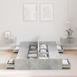 Berkfield Home Storage Bed Frame with Drawer with Headboard with Storage Concrete grey 120 x 190 cm MDF - thumbnail 4