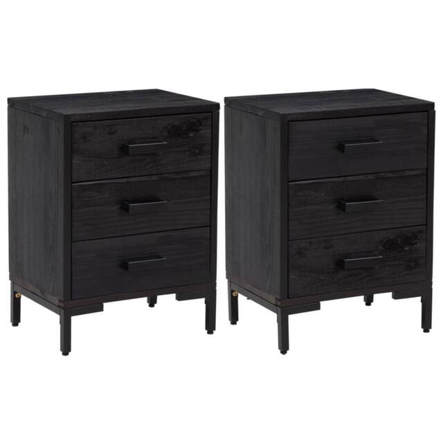 Berkfield Home Bedside Cabinets 2 pcs Black 40x30x55 cm Solid Wood Pine - Size: 40 x 30 x 55 cm - image 1