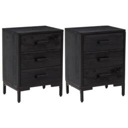 Berkfield Home Bedside Cabinets 2 pcs Black 40x30x55 cm Solid Wood Pine - Size: 40 x 30 x 55 cm - thumbnail 1