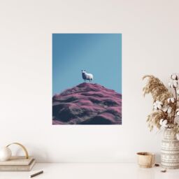 "Wee Blue Coo Wall Art Print High On The Heather Sheep Scotland Blue Living Room - Size: W24"" x H32""" - thumbnail 4