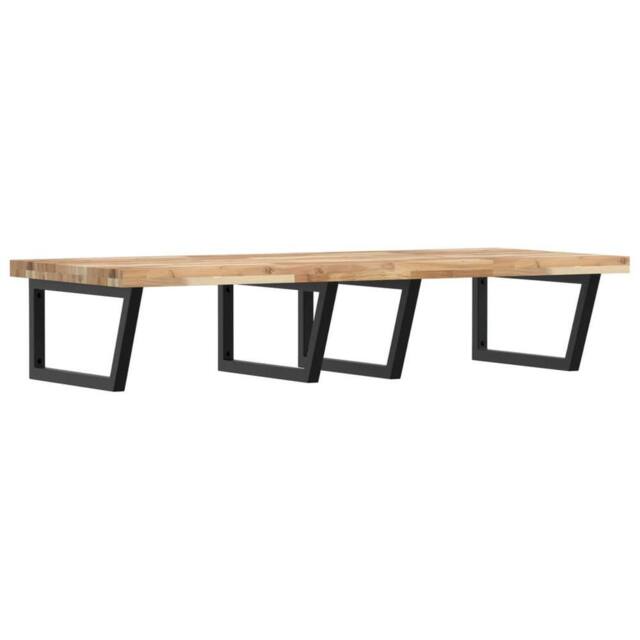 Berkfield Home Basin Shelf Wall Mounted Steel & Solid Wood Acacia in Brown - image 1