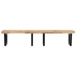 Berkfield Home Basin Shelf Wall Mounted Steel & Solid Wood Acacia in Brown - thumbnail 4