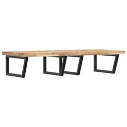 Berkfield Home Basin Shelf Wall Mounted Steel & Solid Wood Acacia in Brown - thumbnail 1