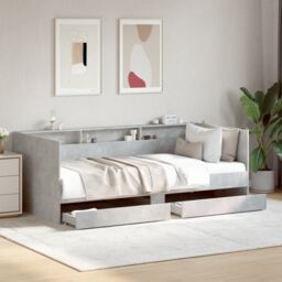 Berkfield Home Daybed with Drawers without Mattress Concrete Grey 100x200 cm