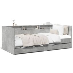 Berkfield Home Daybed with Drawers without Mattress Concrete Grey 100x200 cm - thumbnail 2