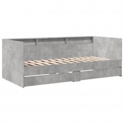 Berkfield Home Daybed with Drawers without Mattress Concrete Grey 100x200 cm - thumbnail 3