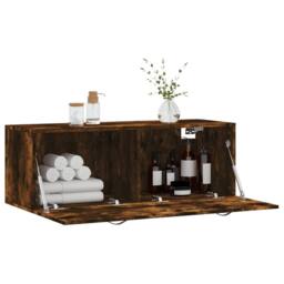 Berkfield Home Wall Cabinet Smoked Oak 100x36.5x35 cm Engineered Wood in Brown - thumbnail 4