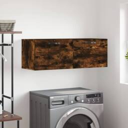 Berkfield Home Wall Cabinet Smoked Oak 100x36.5x35 cm Engineered Wood in Brown - thumbnail 2