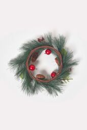 Homescapes Red Apple & Berries Christmas Wreath in Green - thumbnail 4
