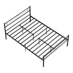 VOGREX 4ft Small Double Bed Frame with Headboard, Metal Platform with High in Black - thumbnail 5