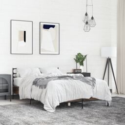 Berkfield Home Bed Frame without Mattress Brown Oak 120x200 cm - Size: Small Double - thumbnail 1