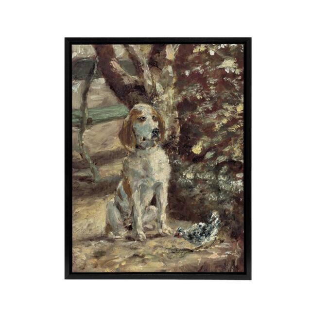 "Artery8 The Artists Dog Fleche Framed Canvas Wall Art Print Toulouse Lautrec in Brown - Size: W12"" x H16""" - image 1