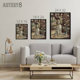 "Artery8 The Artists Dog Fleche Framed Canvas Wall Art Print Toulouse Lautrec in Brown - Size: W12"" x H16""" - thumbnail 4