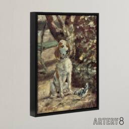 "Artery8 The Artists Dog Fleche Framed Canvas Wall Art Print Toulouse Lautrec in Brown - Size: W12"" x H16""" - thumbnail 2
