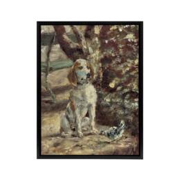 "Artery8 The Artists Dog Fleche Framed Canvas Wall Art Print Toulouse Lautrec in Brown - Size: W12"" x H16""" - thumbnail 1
