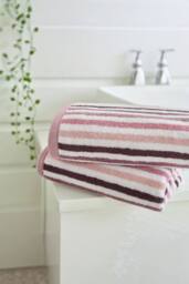 Deyongs Bliss Linear Stripe 550gsm 100% Cotton Bathroom Towels in Pink - thumbnail 2