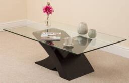 Thats Furniture Milano Glass & Wood Coffee Table for Living Room in Black - thumbnail 3