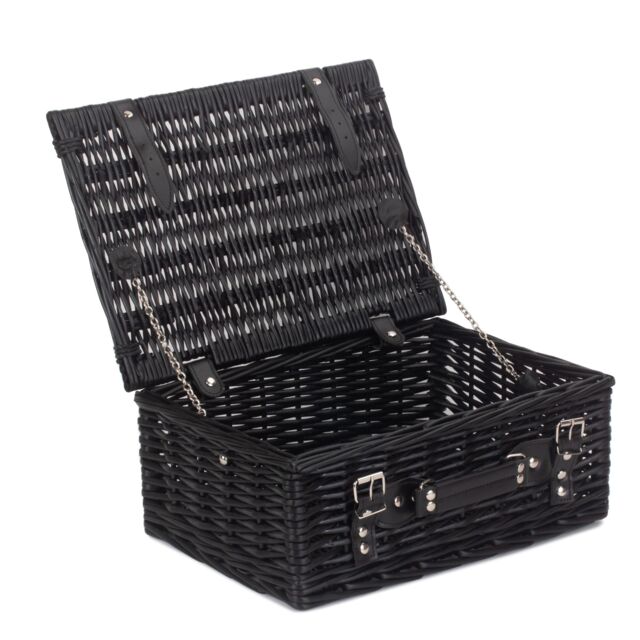 Red Hamper Wicker 35cm Black Willow Basket - image 1