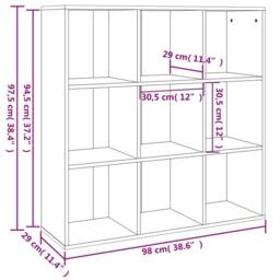 Berkfield Home Book Cabinet Grey Sonoma 98x29x97.5 cm - thumbnail 7