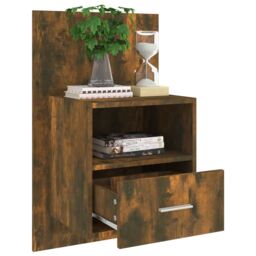 Berkfield Home Wall-mounted Bedside Cabinets 2 pcs Smoked Oak in Brown - thumbnail 5