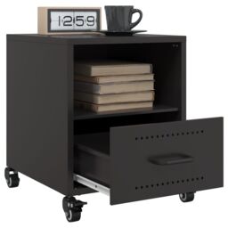 Berkfield Home Bedside Cabinet Black 36x39x43.5 cm Steel - thumbnail 4