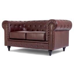 Bravich LTD Chesterfield Faux Leather 2 Seater Sofa Button Tufted with Wooden Legs in Brown - thumbnail 5