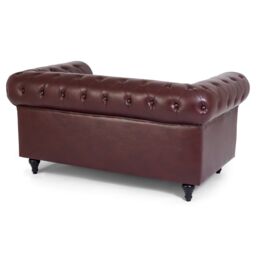 Bravich LTD Chesterfield Faux Leather 2 Seater Sofa Button Tufted with Wooden Legs in Brown - thumbnail 3