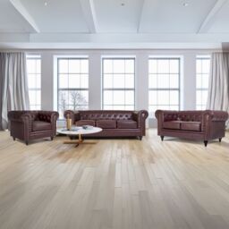 Bravich LTD Chesterfield Faux Leather 2 Seater Sofa Button Tufted with Wooden Legs in Brown - thumbnail 2