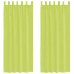 Berkfield Home Voile Curtains with Tab Top 2 pcs Apple Green - thumbnail 2